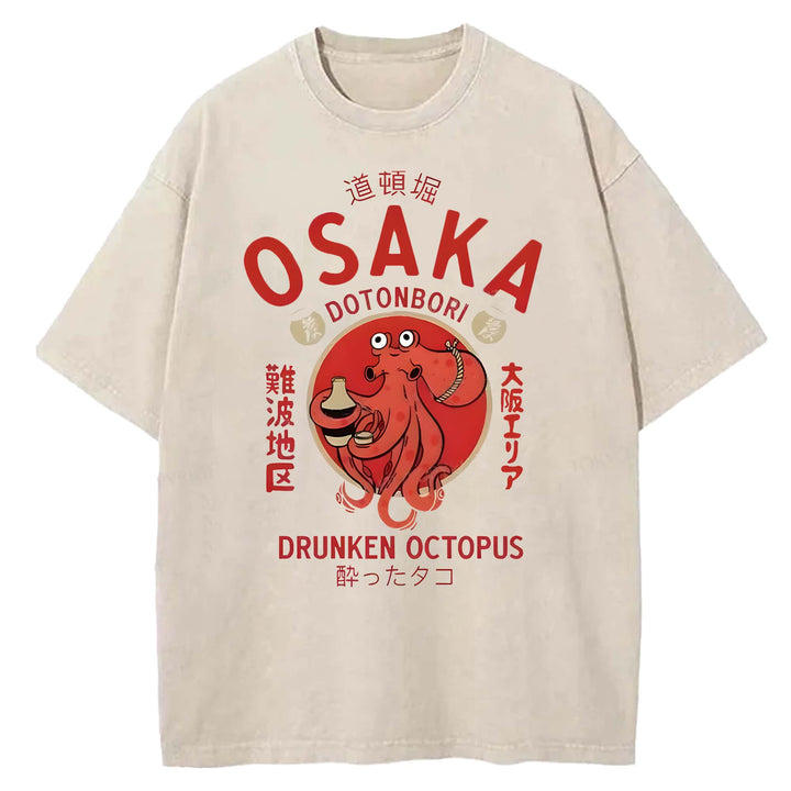 OSAKA DOTONBORI Washed Crew Neck T-shirt