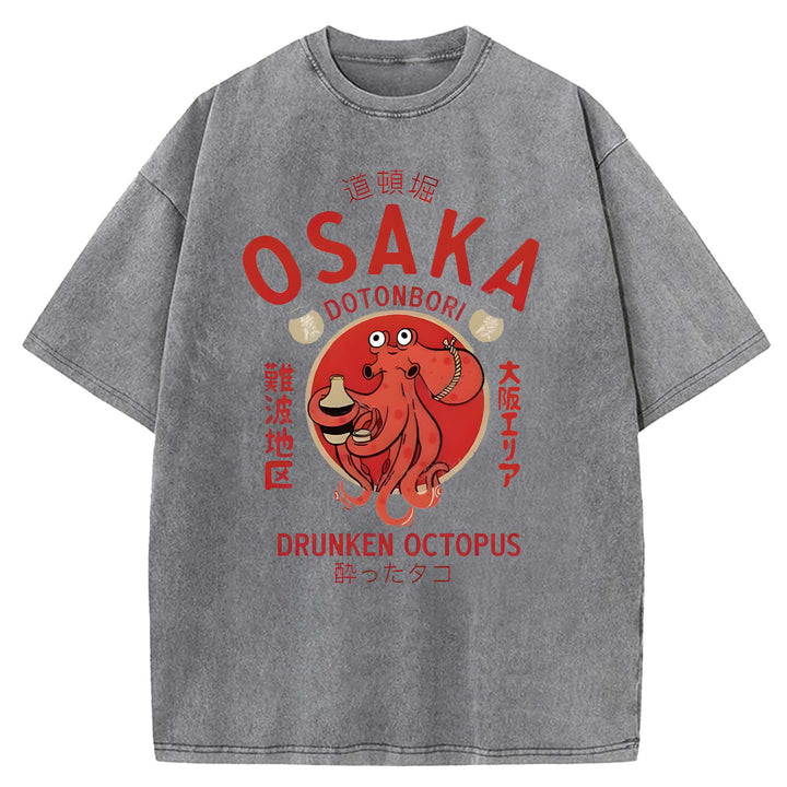 OSAKA DOTONBORI Washed Crew Neck T-shirt
