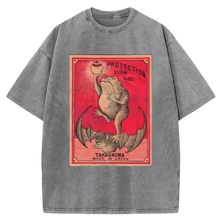 Japanese Matches Frog & Bat Washed Crew Neck T-Shirt