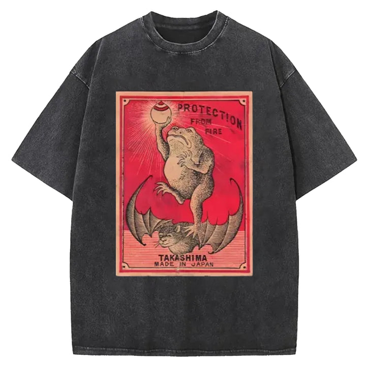 Japanese Matches Frog & Bat Washed Crew Neck T-Shirt
