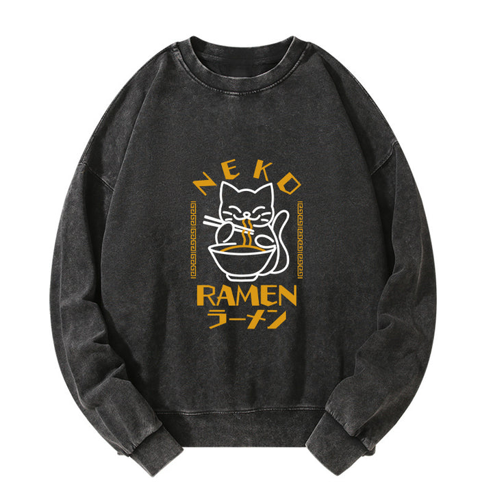 Cat Obsessed With RamenWashed Sweatshirt