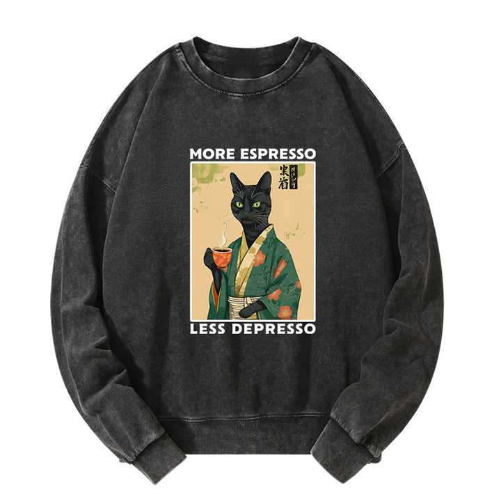 More Caffeine Less Sadness Washed Sweatshirt