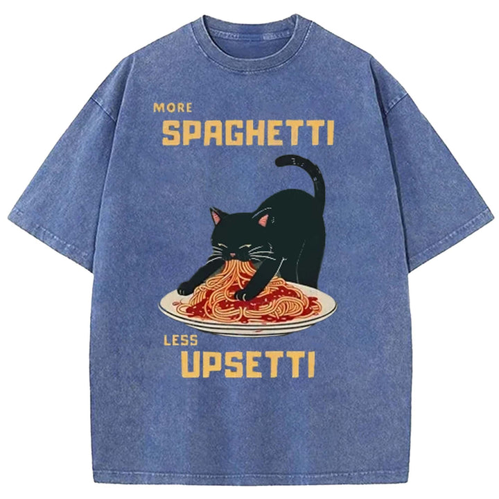 MORE SPAGHETTI LESS UPSETTI Washed Crew Neck T-shirt