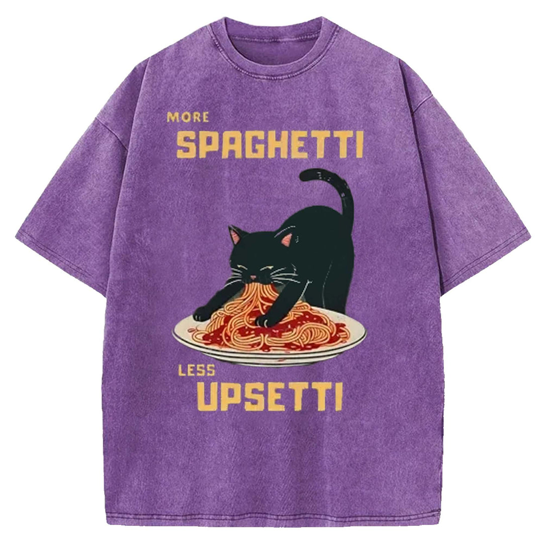 MORE SPAGHETTI LESS UPSETTI Washed Crew Neck T-shirt