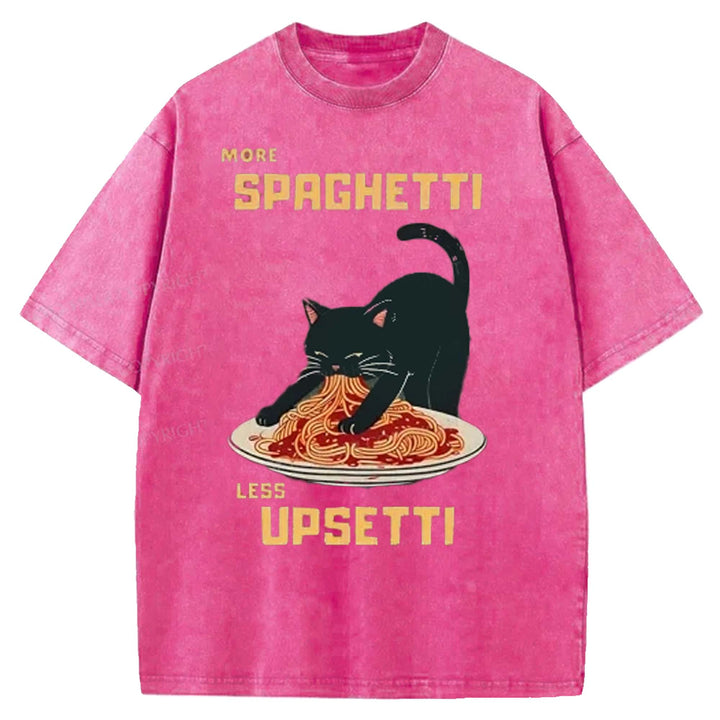 MORE SPAGHETTI LESS UPSETTI Washed Crew Neck T-shirt