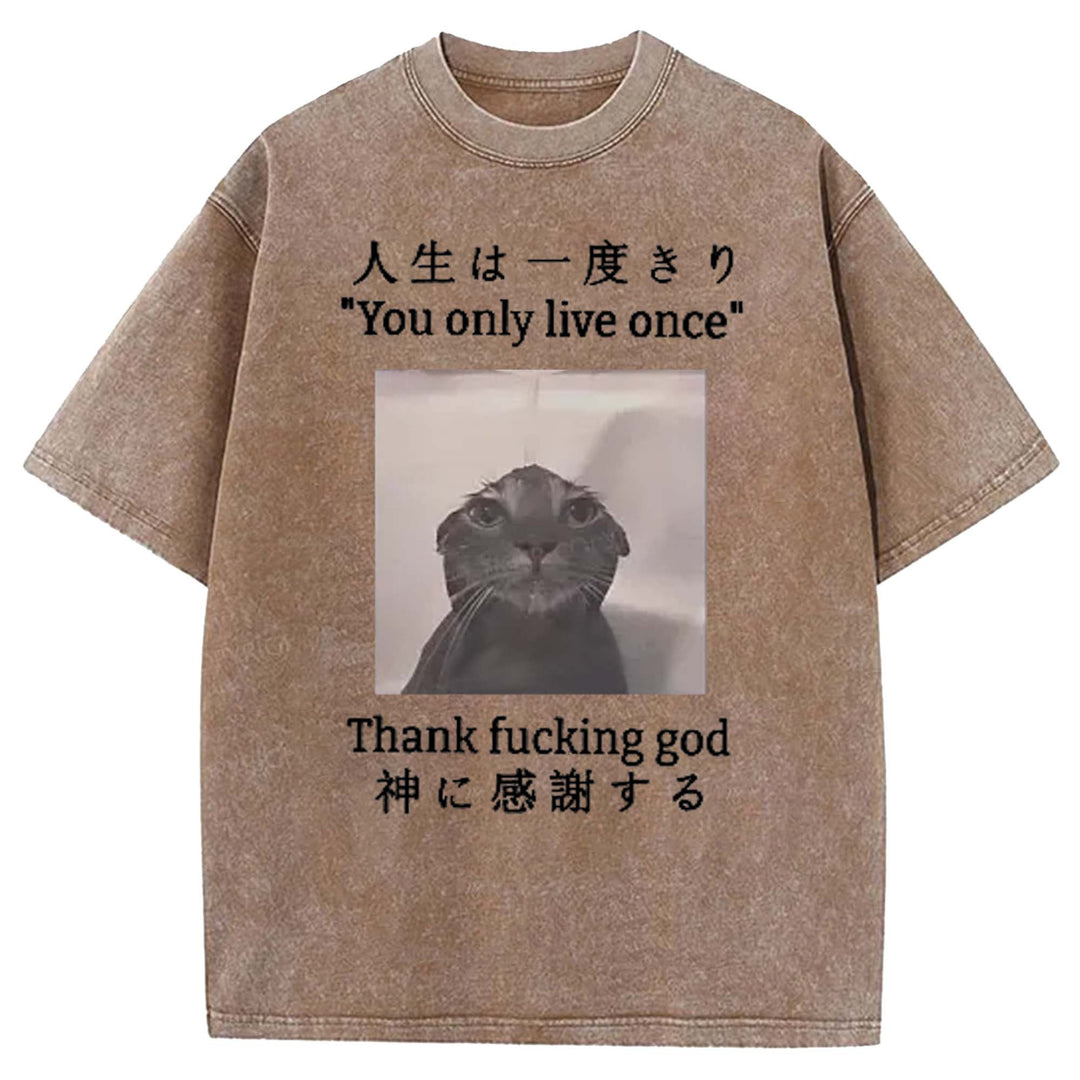 You Only Live Once Washed Crew Neck T-shirt