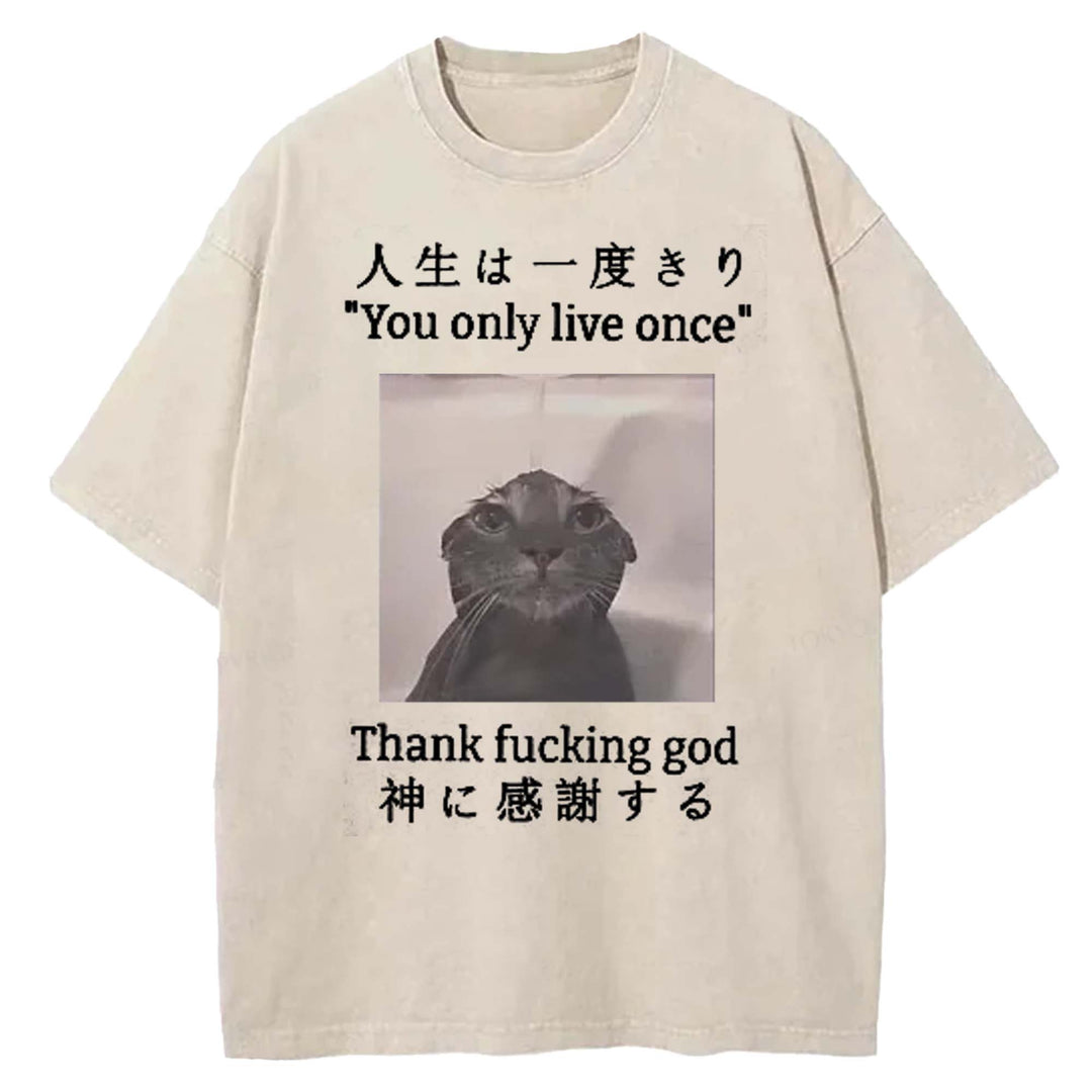 You Only Live Once Washed Crew Neck T-shirt