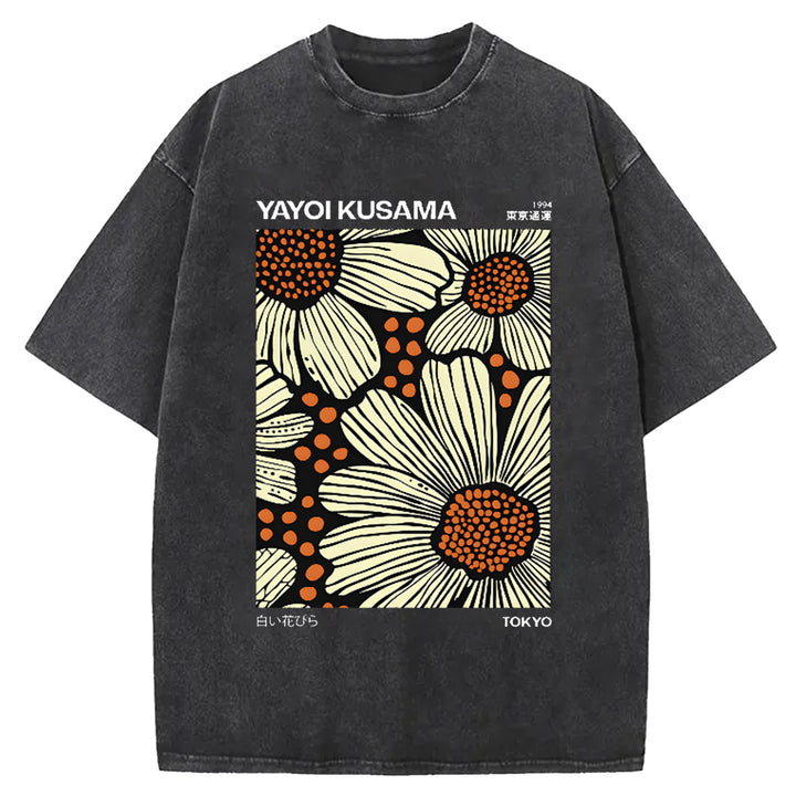 Yayoi Kusama Vintage Japanese Design Washed Crew Neck T-Shirt