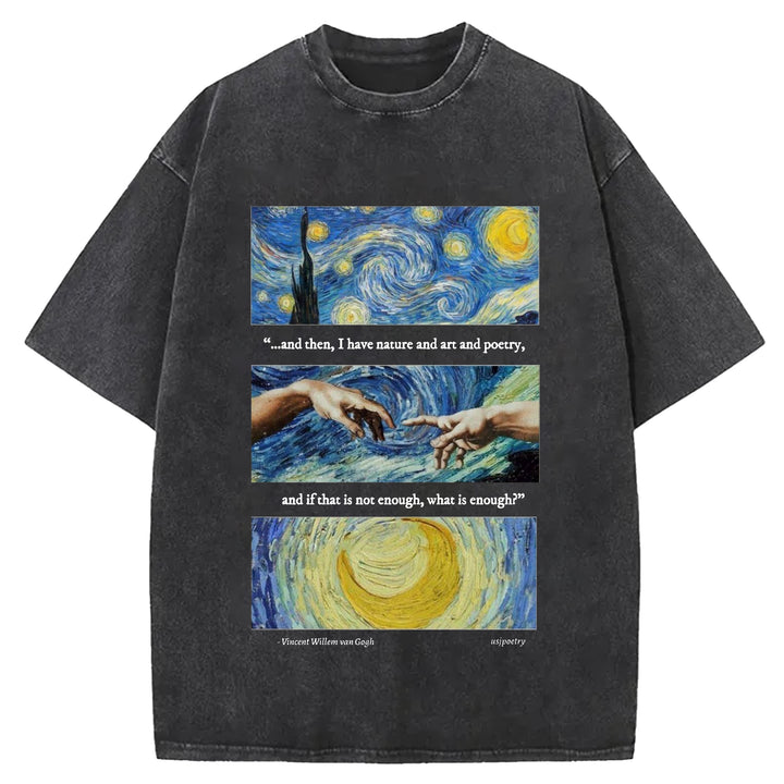 Van Gogh Art Washed Crew Neck T-Shirt