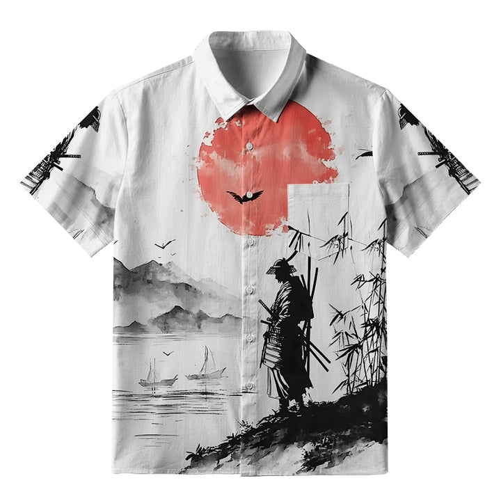 Samurai At Sunset Button-up Shirt