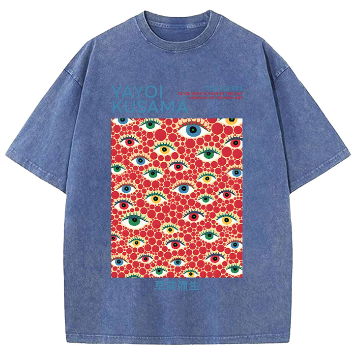 Yayoi Kusama eyes Vintage Japanese Design Washed Crew Neck T-Shirt
