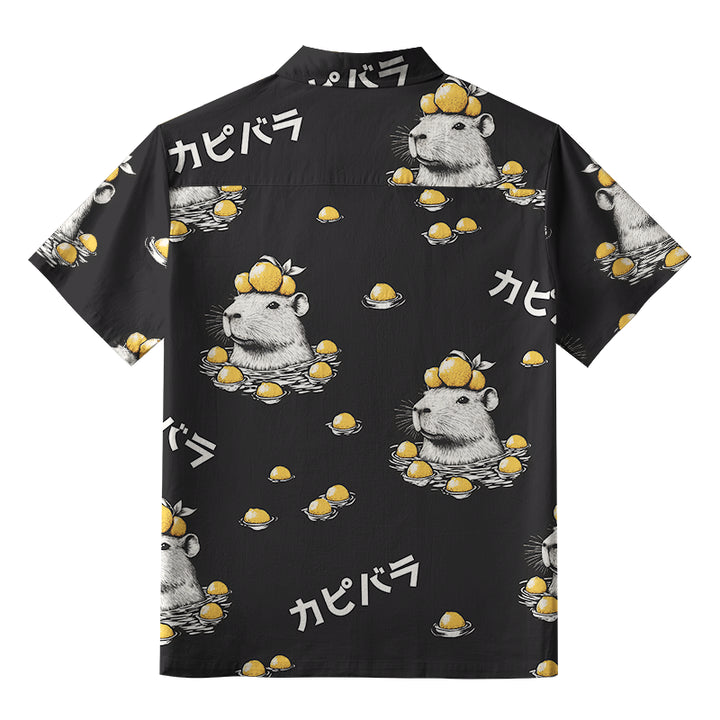 Cute Capybara And Lemon Button-up Shirt