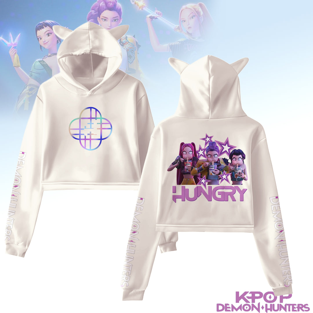 Kpop Demon Hunters Crop Tops Long Sleeve Hoodie