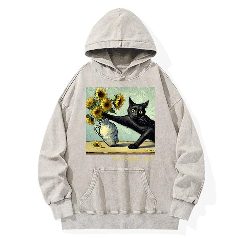 Van Gogh's Naughty Cat Washed Hoodie