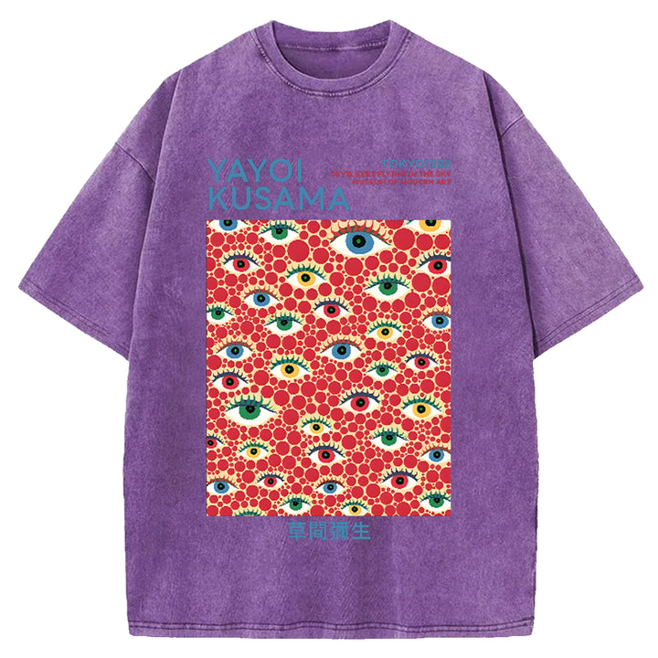 Yayoi Kusama eyes Vintage Japanese Design Washed Crew Neck T-Shirt