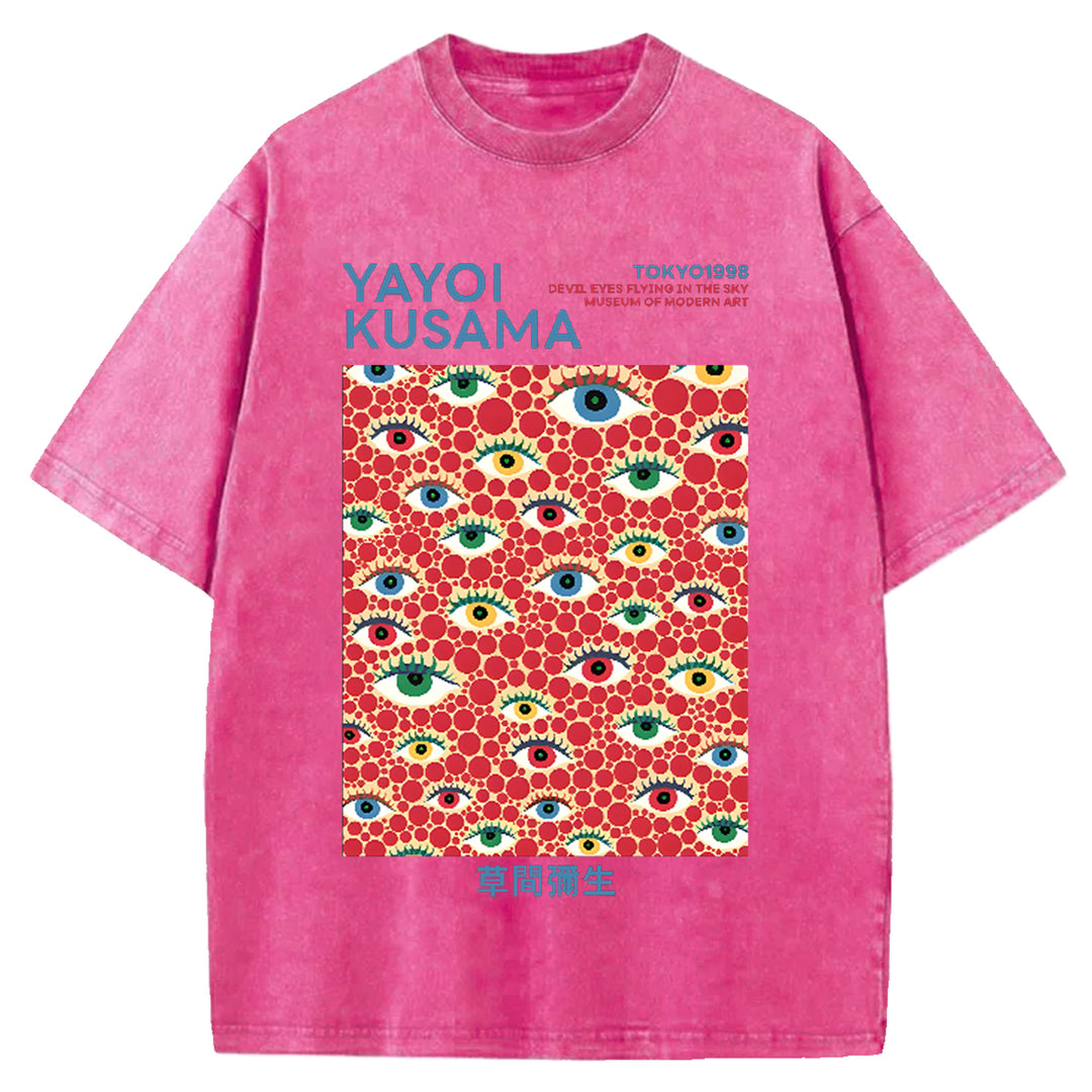 Yayoi Kusama eyes Vintage Japanese Design Washed Crew Neck T-Shirt