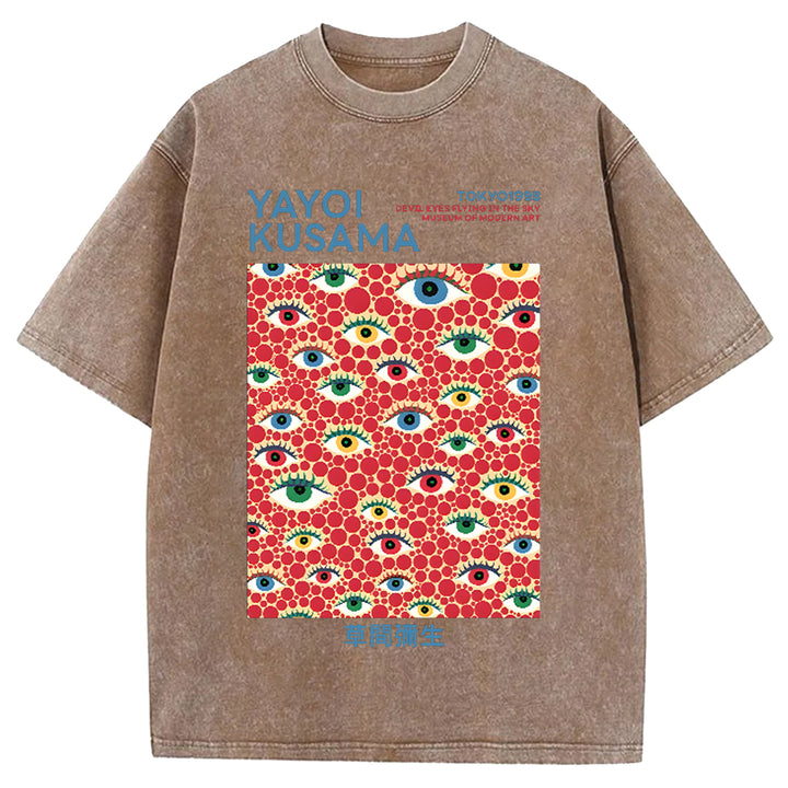 Yayoi Kusama eyes Vintage Japanese Design Washed Crew Neck T-Shirt
