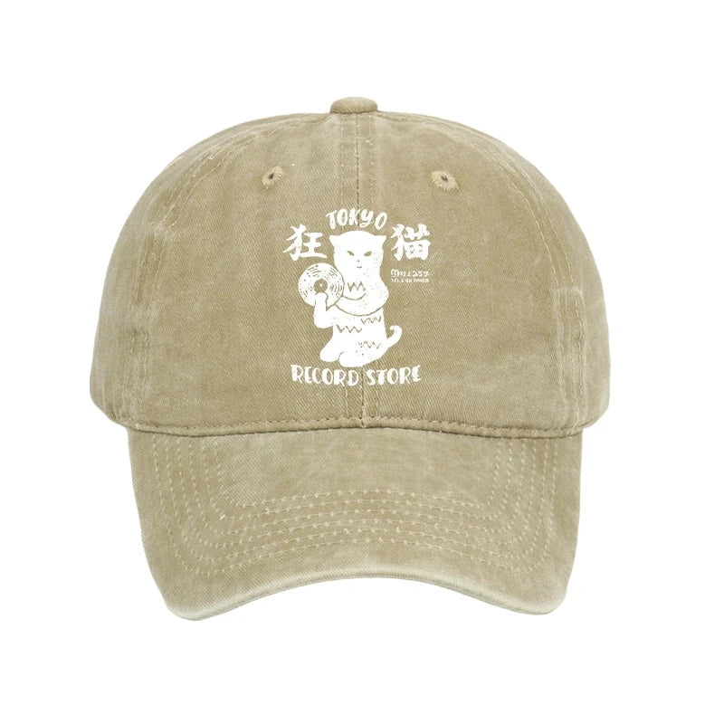 Tokyo Record Store Cat CD Washed Cap