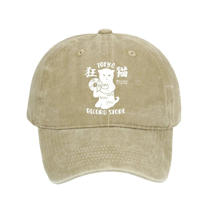 Tokyo Record Store Cat CD Washed Cap