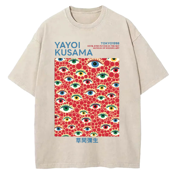 Yayoi Kusama eyes Vintage Japanese Design Washed Crew Neck T-Shirt