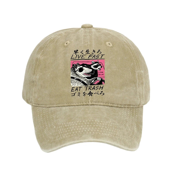 Live Fast Eat Trash Washed Cap