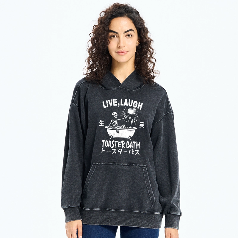 Funny Electric Shock Skeleton Washed Hoodie