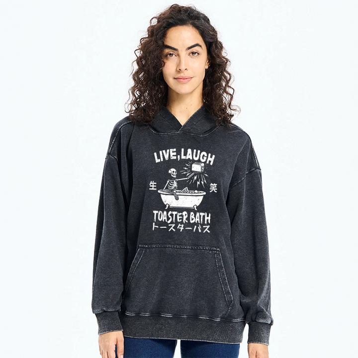 Funny Electric Shock Skeleton Washed Hoodie