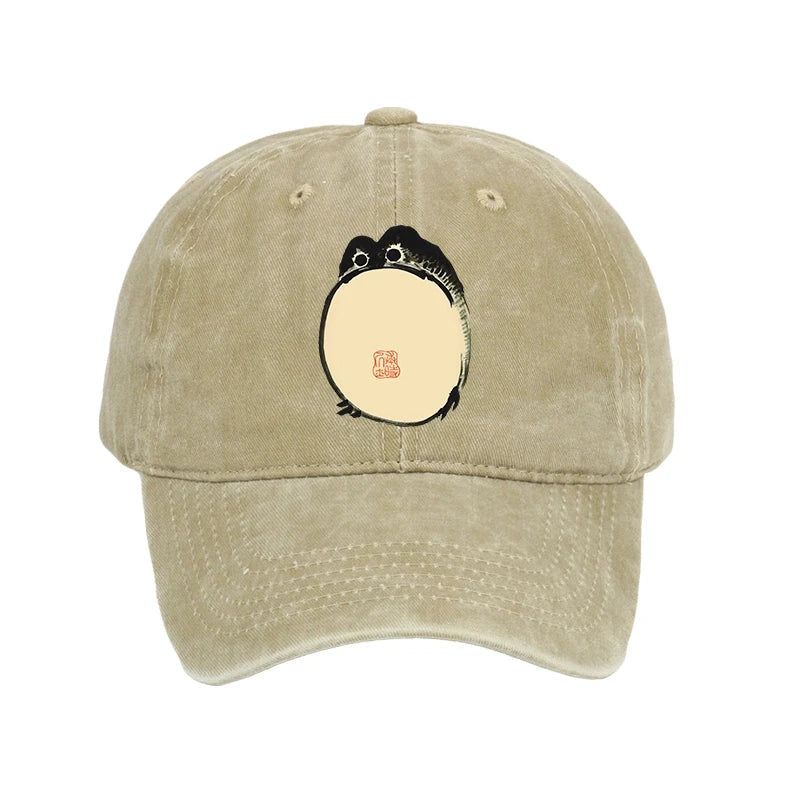 Grumpy Frog Japanese Washed Cap