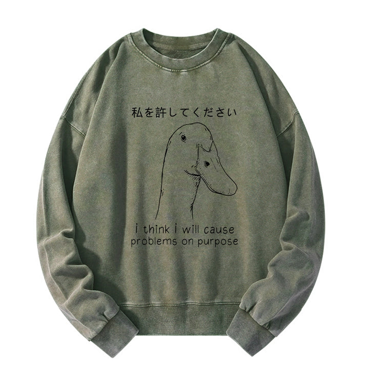 Stupid Goose Funny Washed Sweatshirt