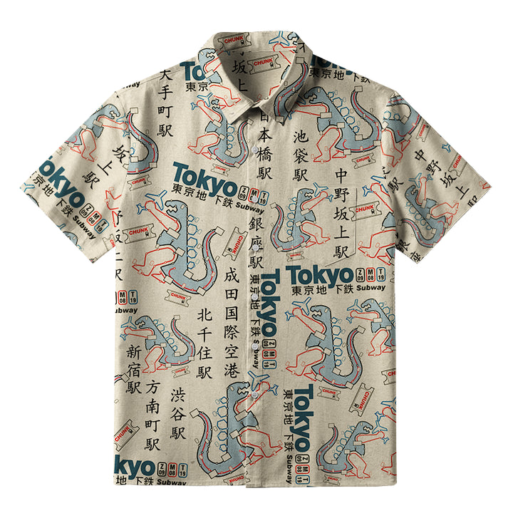 Funny Tokyo Subway Map Button-up Shirt