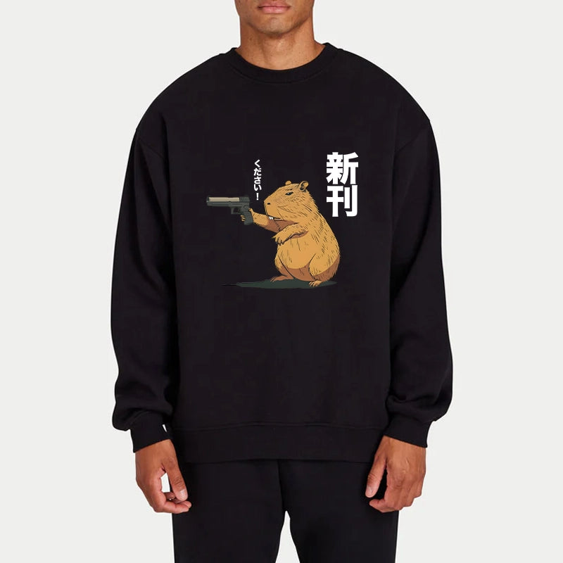 Capybara Holding A Gun Sweatshirt