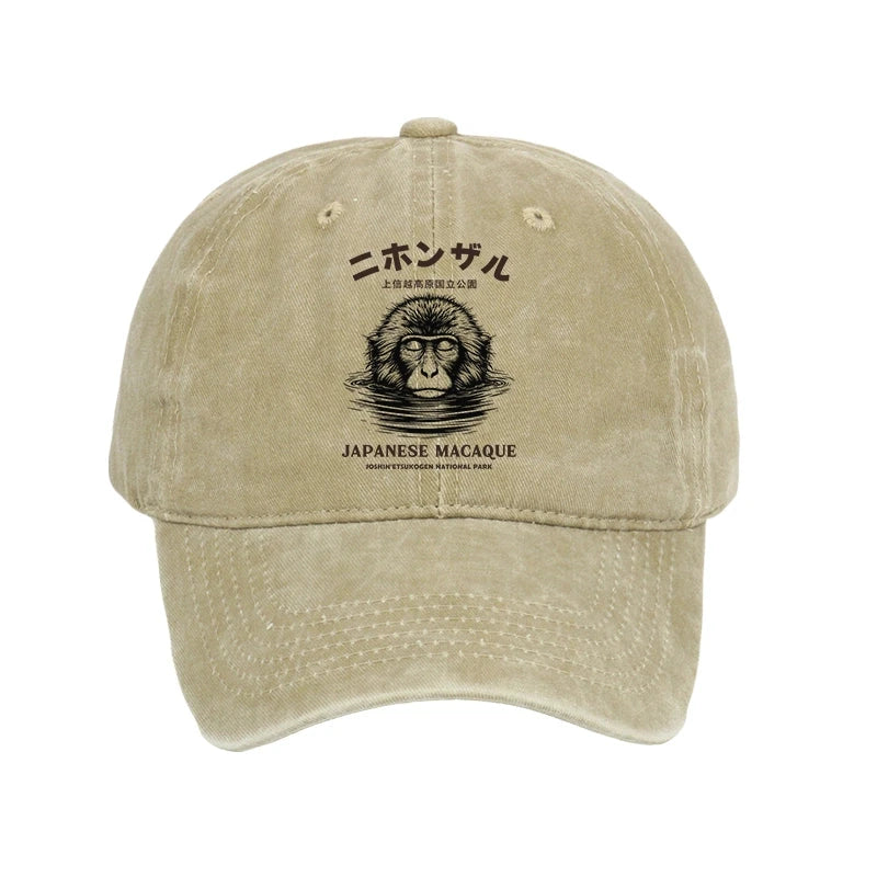 The Macaque Monkey In The Bath Japanese Washed Cap