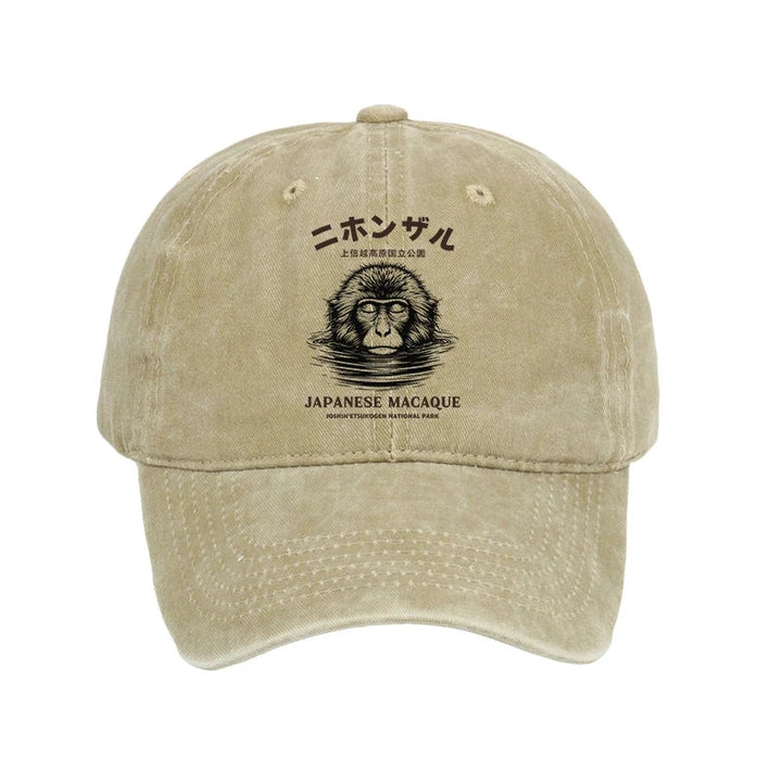 The Macaque Monkey In The Bath Japanese Washed Cap