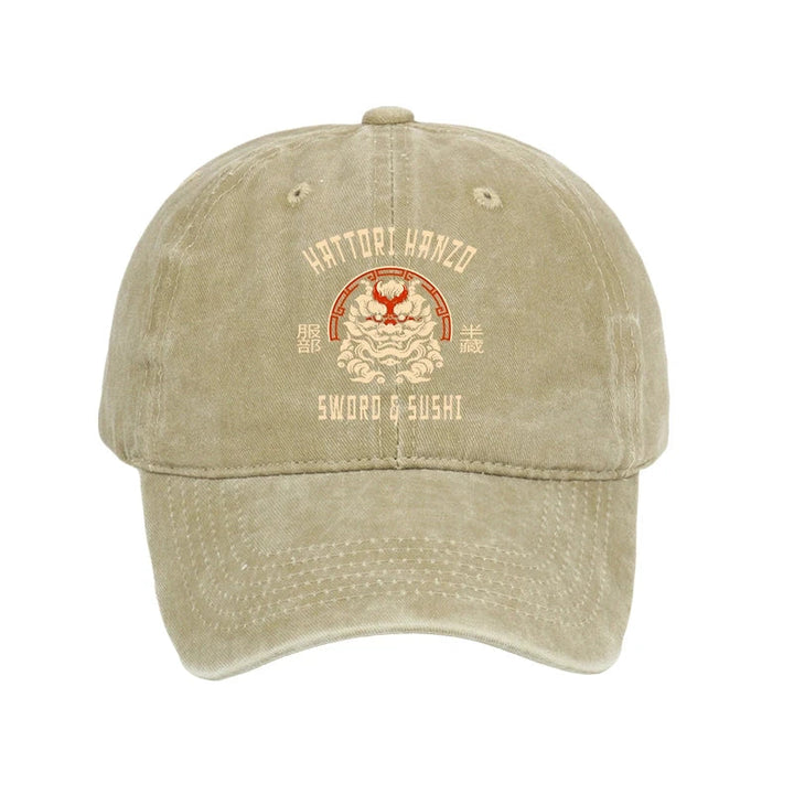 Hattori Hanzo Sword And Sushi Japanese Washed Cap