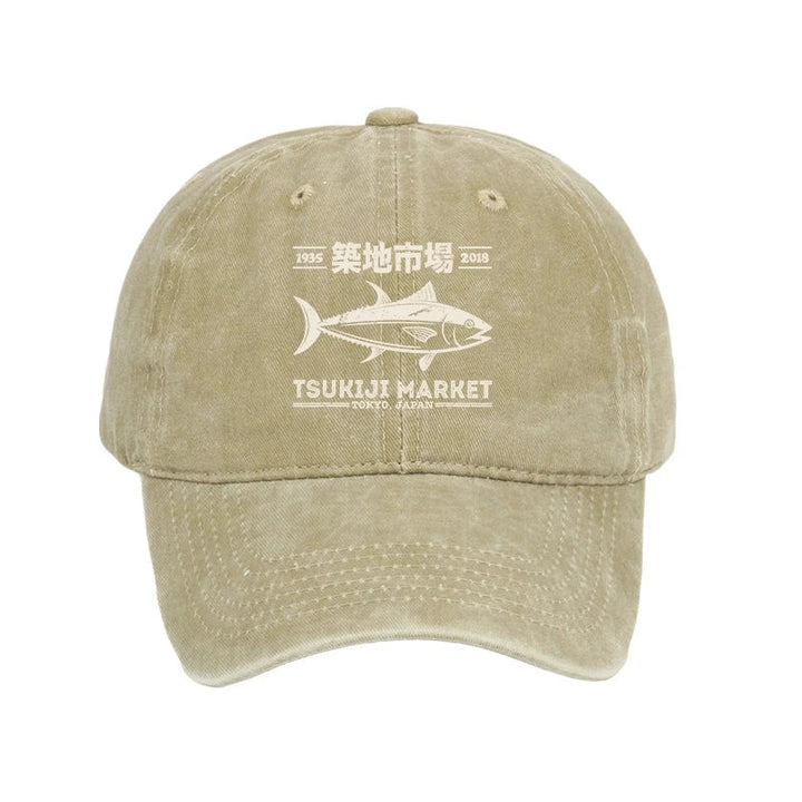 Retro Tsukiji Fish Market Streetwear Tokyo Washed Cap