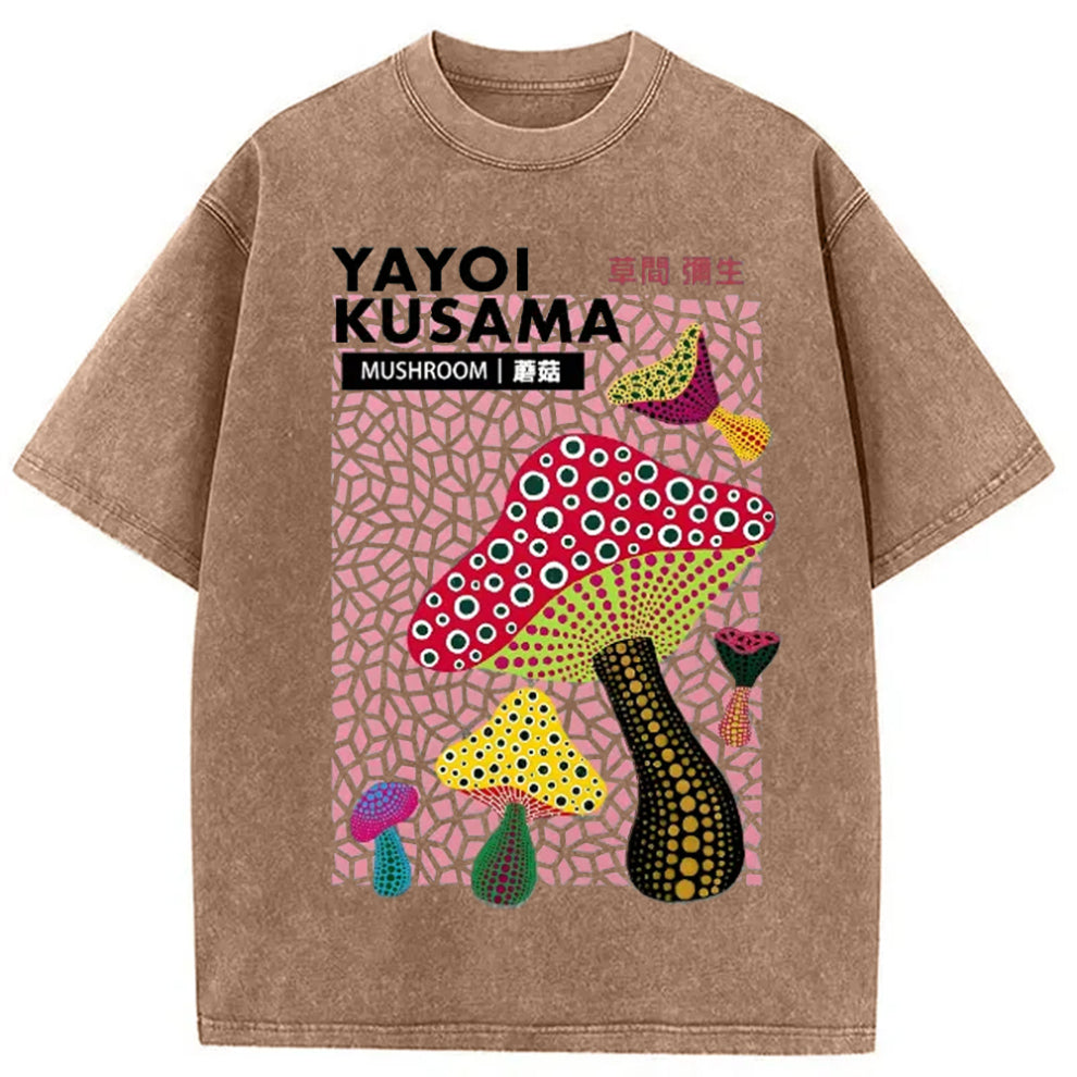 Yayoi Kusama Mushroom Vintage Washed Crew Neck T-Shirt