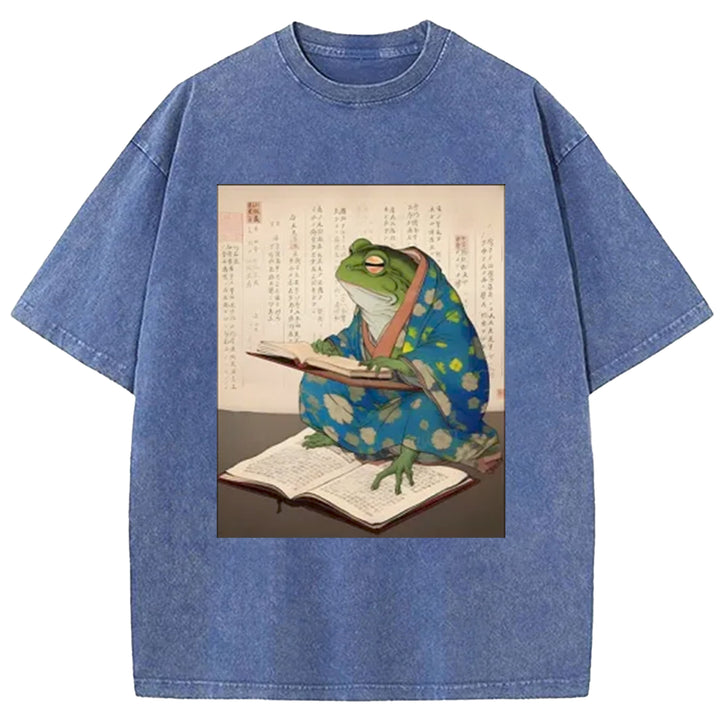 Ukiyo-e Frog Washed Crew Neck T-Shirt