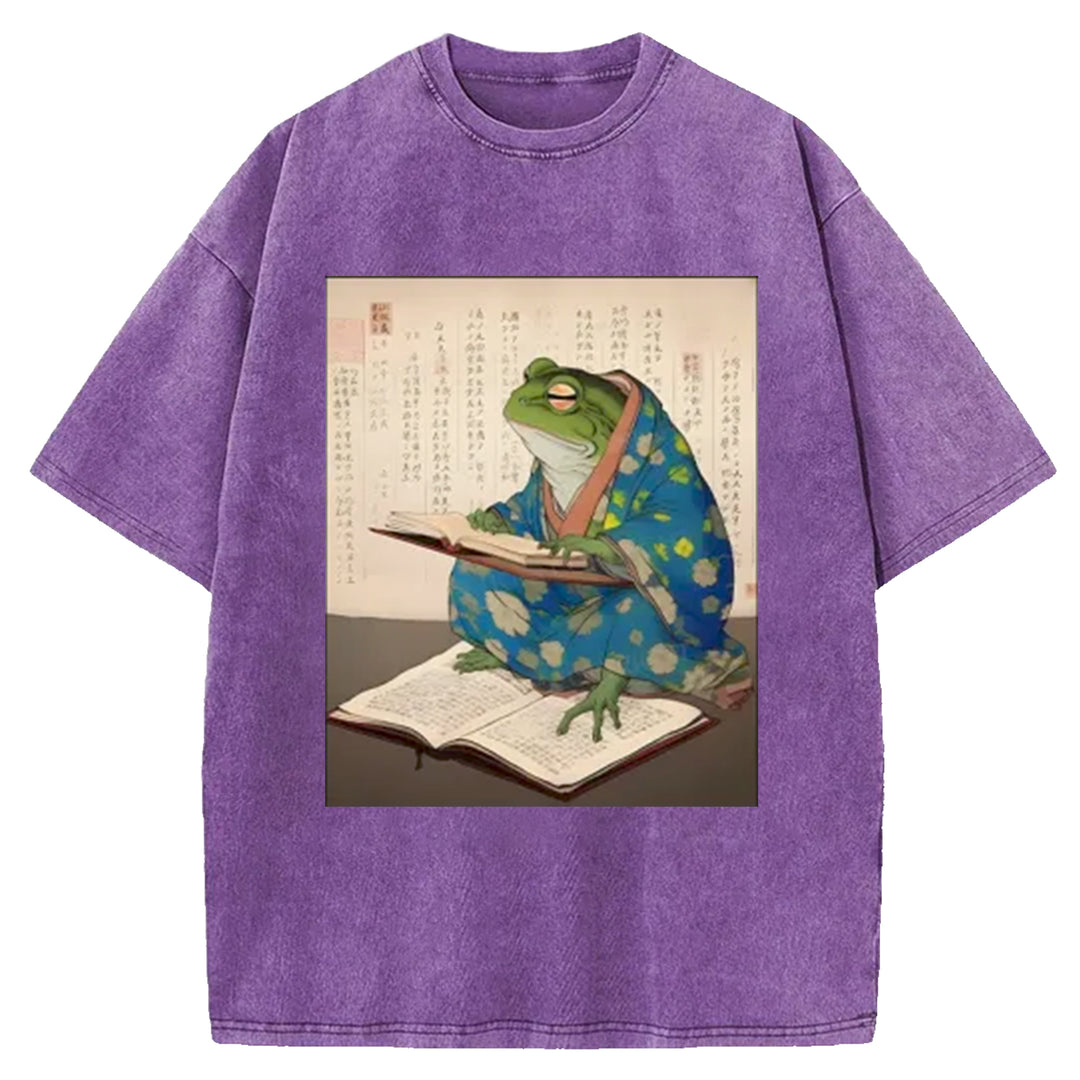 Ukiyo-e Frog Washed Crew Neck T-Shirt