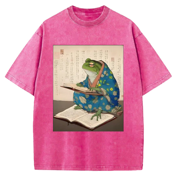 Ukiyo-e Frog Washed Crew Neck T-Shirt
