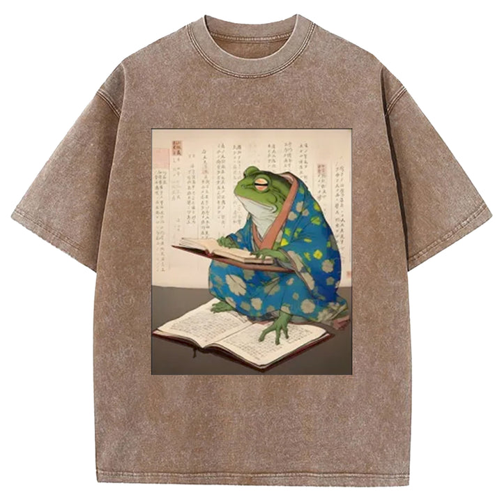 Ukiyo-e Frog Washed Crew Neck T-Shirt