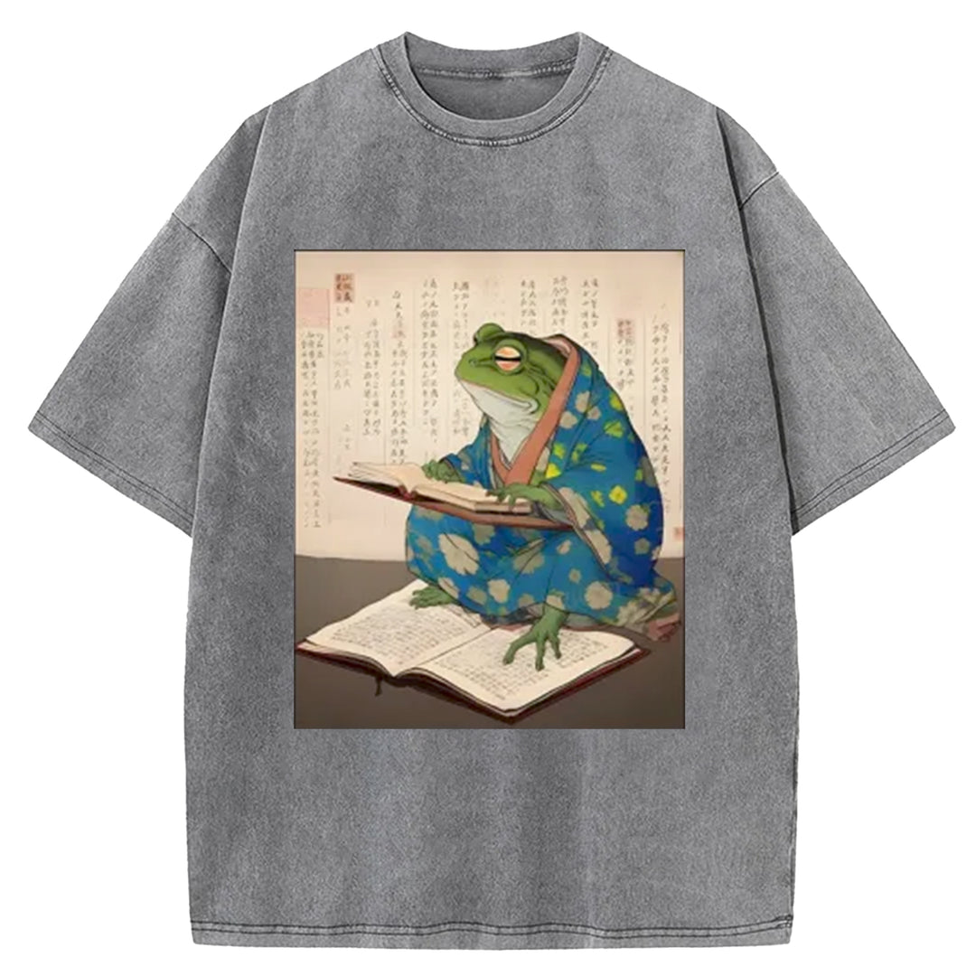 Ukiyo-e Frog Washed Crew Neck T-Shirt