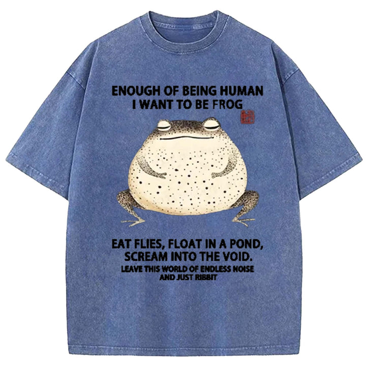 ENOUGH OF BEING HUMAN Washed Crew Neck T-shirt