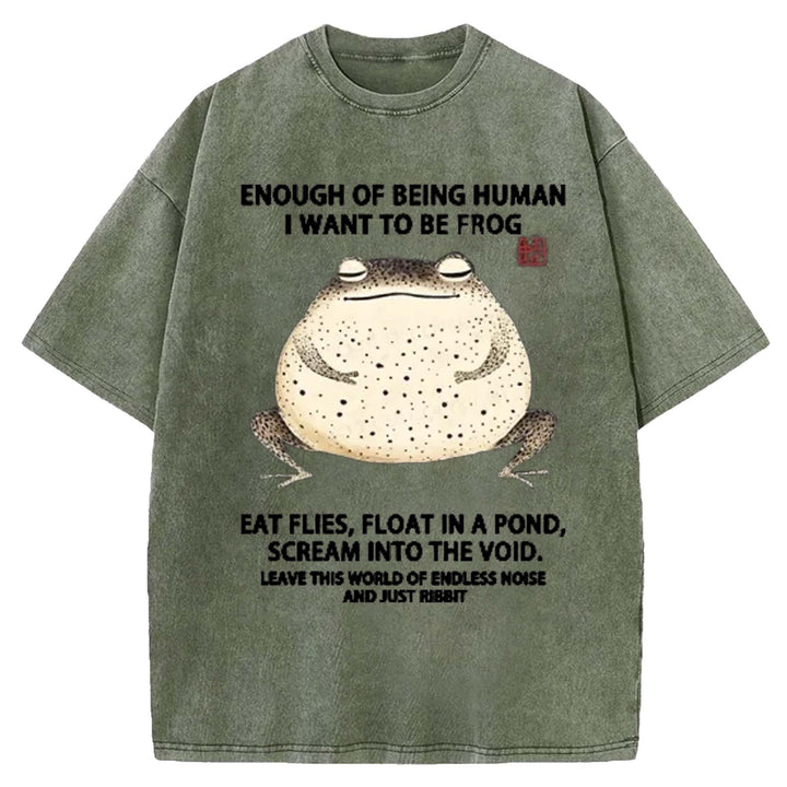 ENOUGH OF BEING HUMAN Washed Crew Neck T-shirt