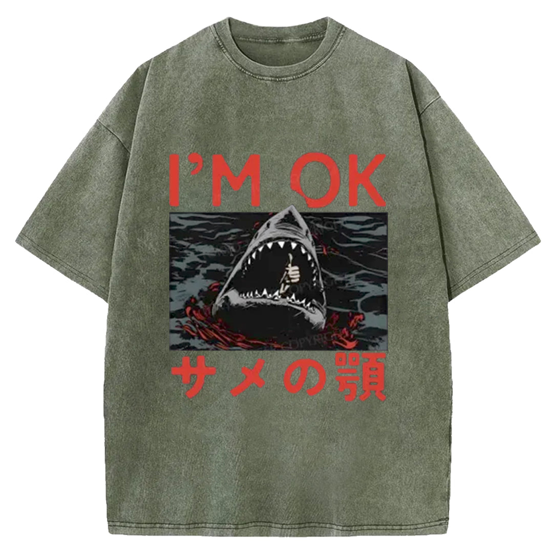 I'm OK Washed Crew Neck T-Shirt