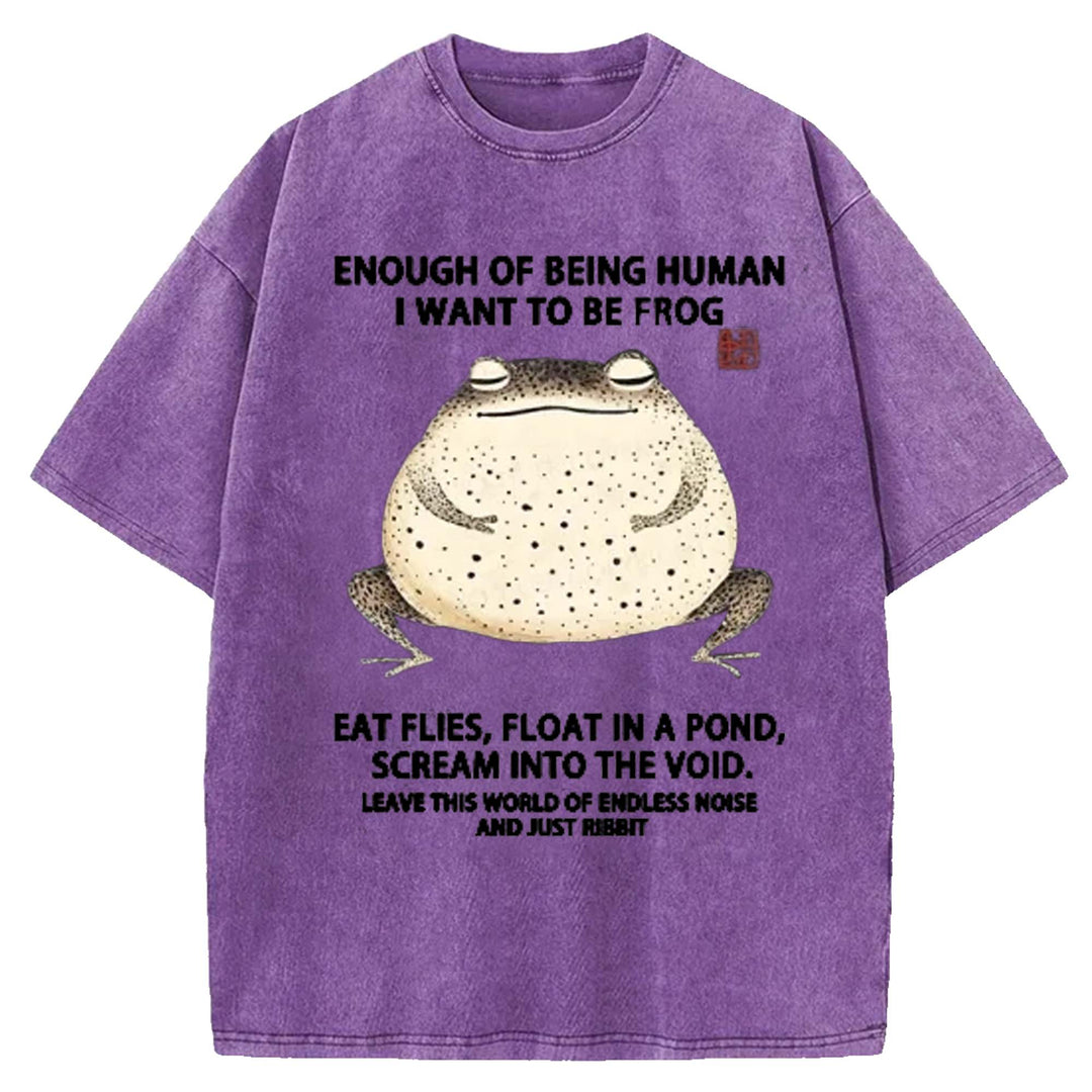 ENOUGH OF BEING HUMAN Washed Crew Neck T-shirt