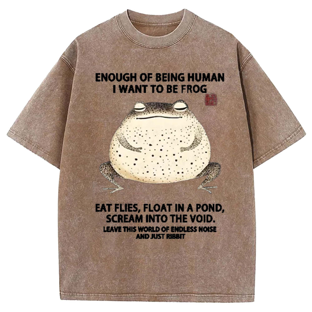 ENOUGH OF BEING HUMAN Washed Crew Neck T-shirt