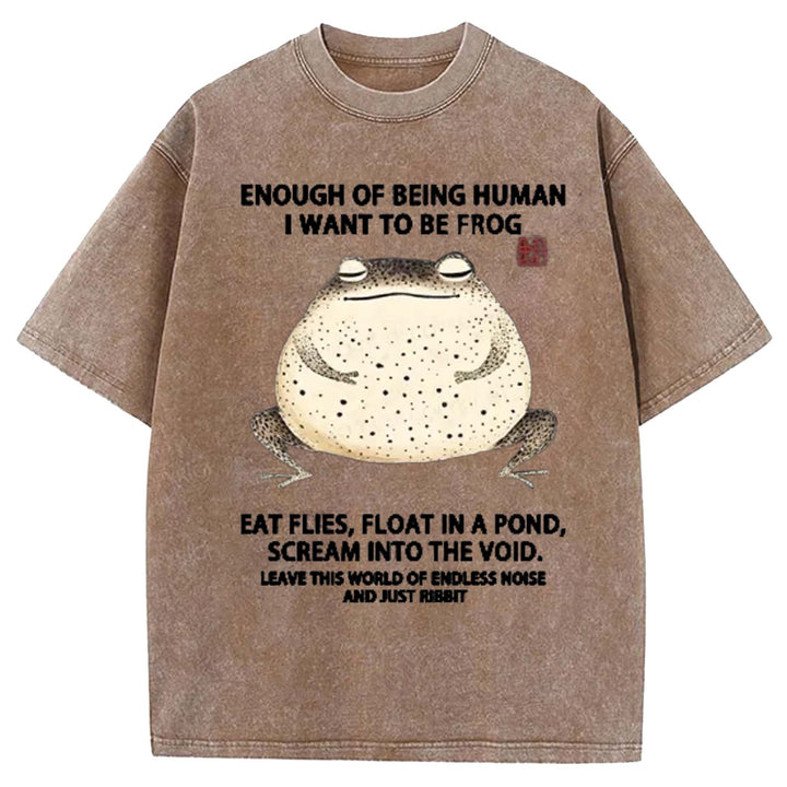 ENOUGH OF BEING HUMAN Washed Crew Neck T-shirt