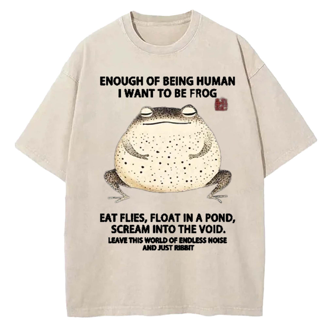 ENOUGH OF BEING HUMAN Washed Crew Neck T-shirt