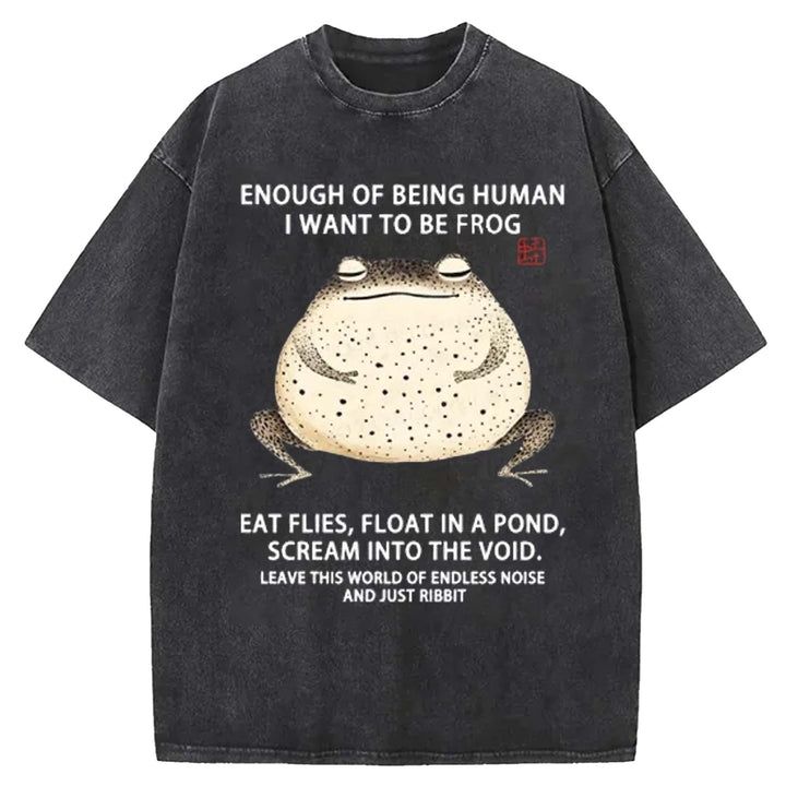 ENOUGH OF BEING HUMAN Washed Crew Neck T-shirt