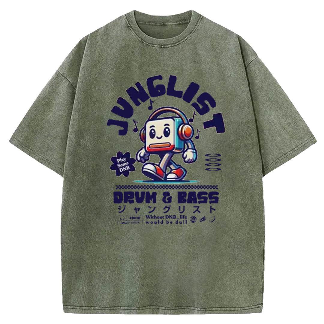 Junglist DNB Japan Back Washed Crew Neck T-Shirt